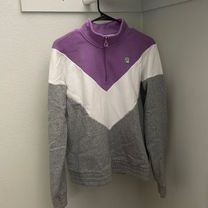 Fila Quarter Zip Colorblock Chevron Sweater Pullover